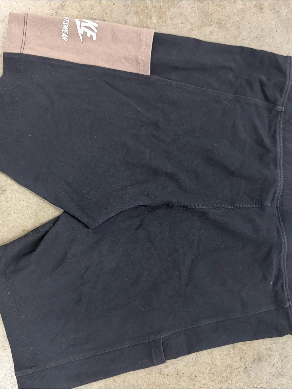 Nike Black and Taupe Athletic Shorts with Logo Panel